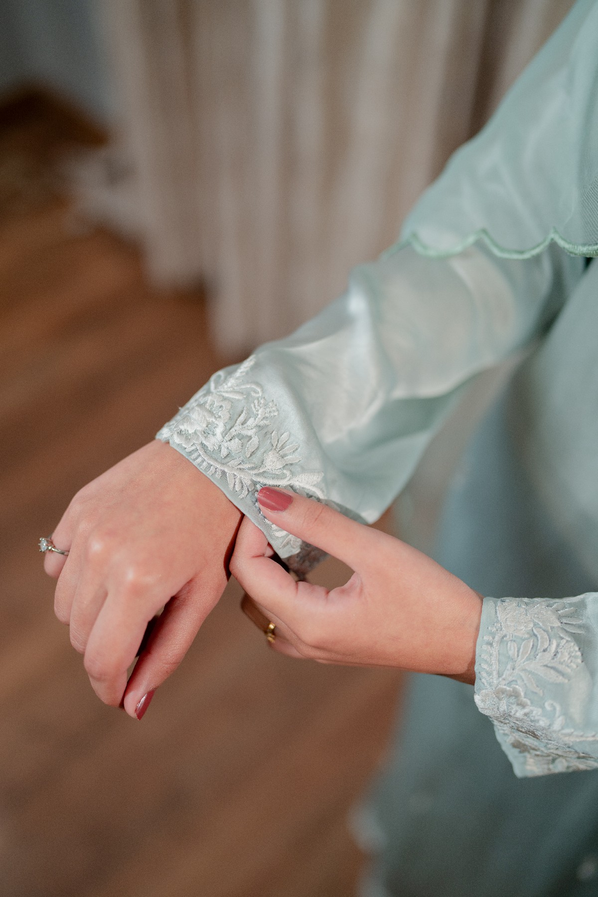 Pure korean Silk A line long shirt and trouser with Organza Dupatta - Image 7